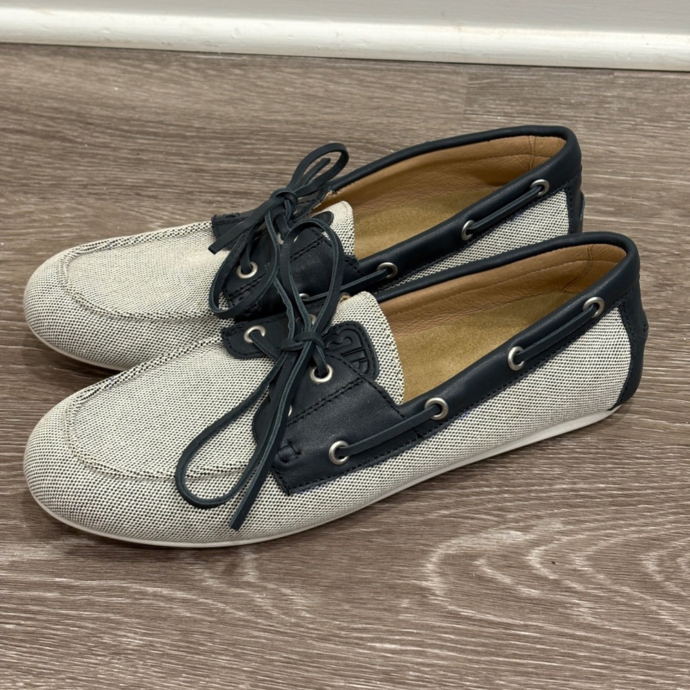 Bibi Lou Womens Boat Shoes Navy Blue White Textured Canvas Preppy Nautical 9